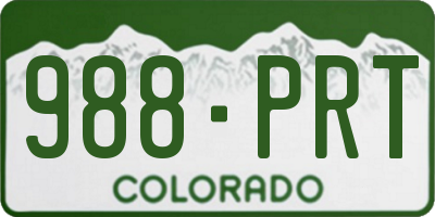 CO license plate 988PRT
