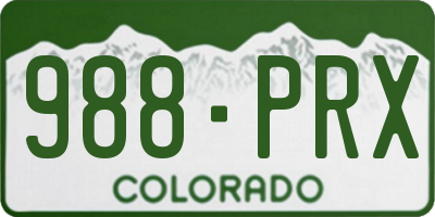 CO license plate 988PRX
