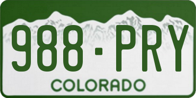 CO license plate 988PRY