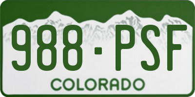 CO license plate 988PSF