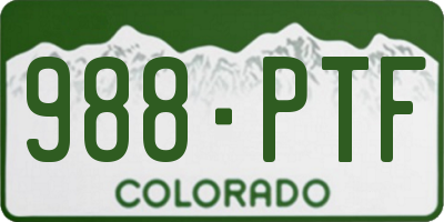CO license plate 988PTF