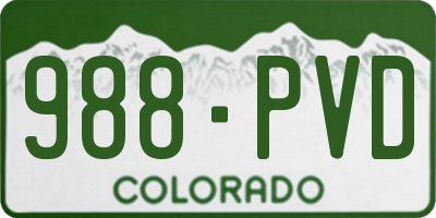 CO license plate 988PVD