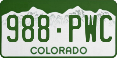 CO license plate 988PWC