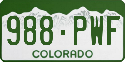 CO license plate 988PWF