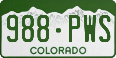 CO license plate 988PWS