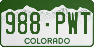 CO license plate 988PWT