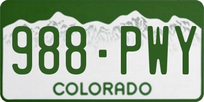 CO license plate 988PWY