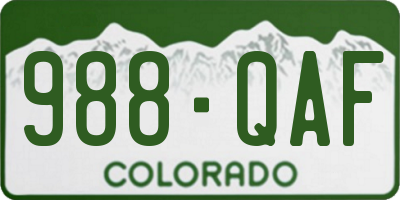 CO license plate 988QAF