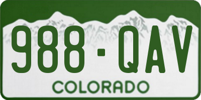 CO license plate 988QAV