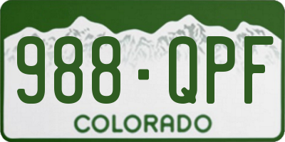 CO license plate 988QPF