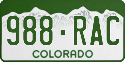 CO license plate 988RAC