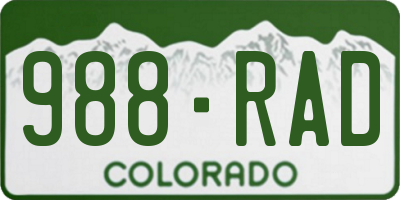 CO license plate 988RAD