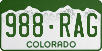 CO license plate 988RAG