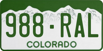 CO license plate 988RAL