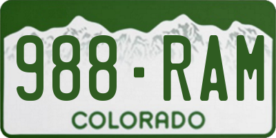CO license plate 988RAM