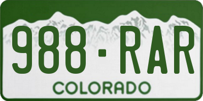 CO license plate 988RAR