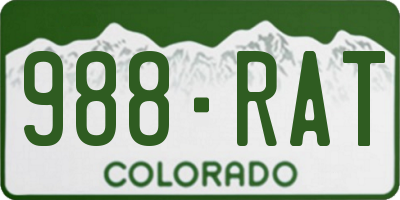 CO license plate 988RAT