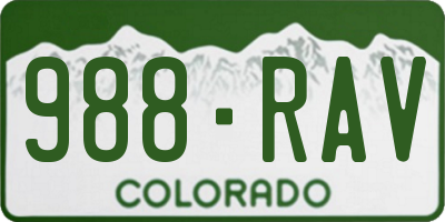 CO license plate 988RAV