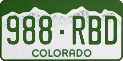 CO license plate 988RBD
