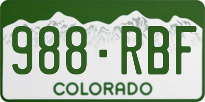 CO license plate 988RBF