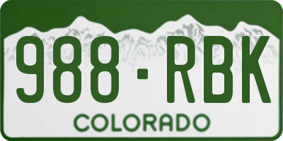 CO license plate 988RBK