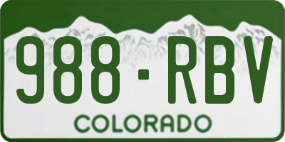 CO license plate 988RBV