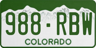 CO license plate 988RBW