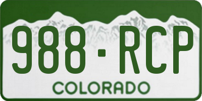 CO license plate 988RCP
