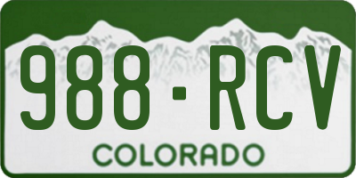 CO license plate 988RCV