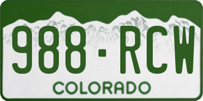 CO license plate 988RCW