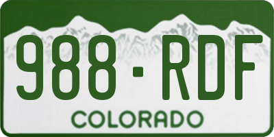 CO license plate 988RDF