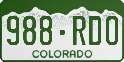 CO license plate 988RDO