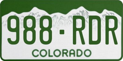CO license plate 988RDR