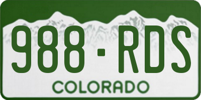 CO license plate 988RDS