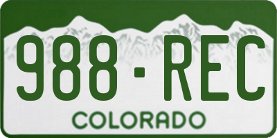 CO license plate 988REC