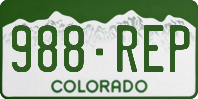 CO license plate 988REP