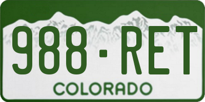 CO license plate 988RET