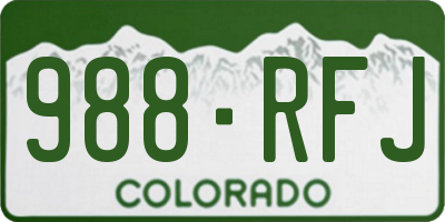 CO license plate 988RFJ