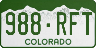 CO license plate 988RFT