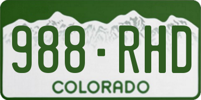 CO license plate 988RHD