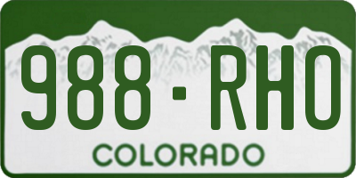 CO license plate 988RHO