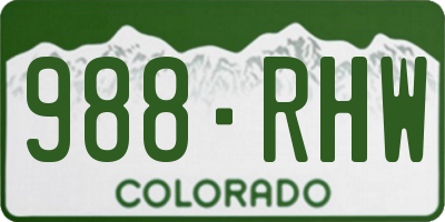 CO license plate 988RHW