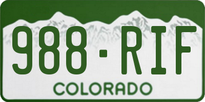CO license plate 988RIF