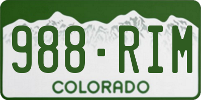 CO license plate 988RIM