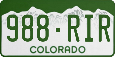 CO license plate 988RIR