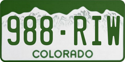 CO license plate 988RIW