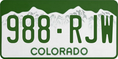 CO license plate 988RJW