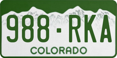 CO license plate 988RKA
