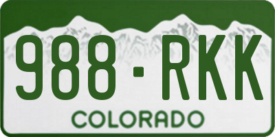CO license plate 988RKK