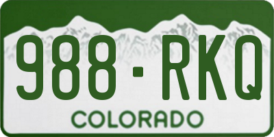 CO license plate 988RKQ
